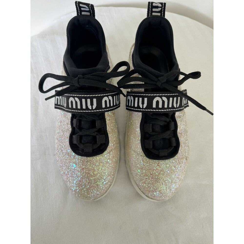 MIU MIU Glitter Platform Sneakers EU 36.5/US 6.5 - Picture 6 of 12